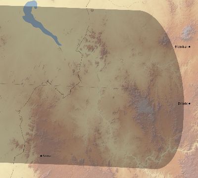 Map of the eclipse path across Ethiopia on 03/26/2620