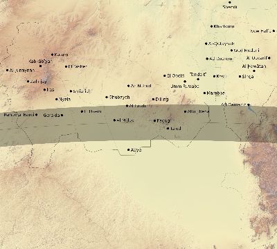 Map of the eclipse path across Sudan on 03/26/2620