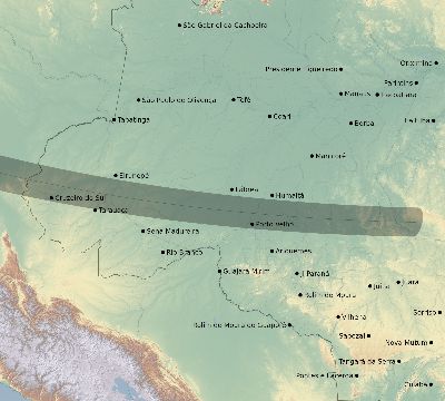 Map of the eclipse path across Brazil on 09/18/2620