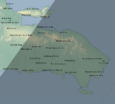 Map of the eclipse path across Dominican Republic on 03/15/2621
