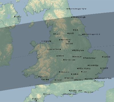 Map of the eclipse path across United Kingdom on 03/15/2621