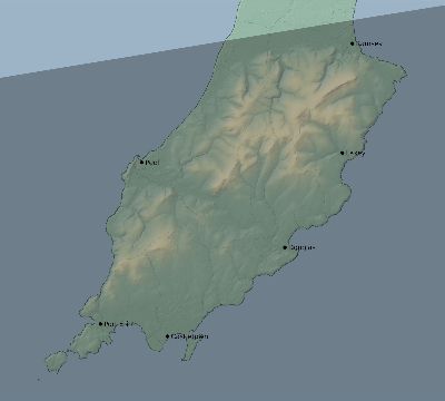 Map of the eclipse path across Isle of Man on 03/15/2621