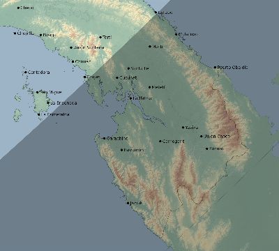 Map of the eclipse path across Panama on 03/15/2621