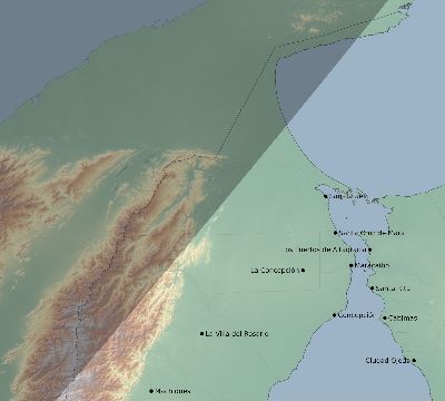 Map of the eclipse path across Venezuela on 03/15/2621