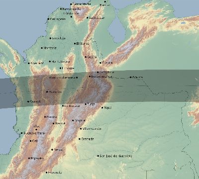 Map of the eclipse path across Colombia on 09/08/2621