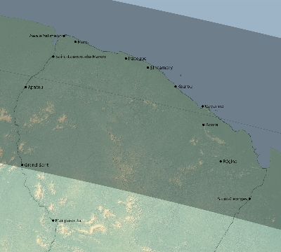 Map of the eclipse path across French Guiana on 09/08/2621