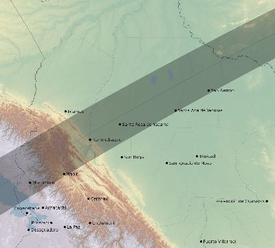 Map of the eclipse path across Bolivia on 01/12/2624
