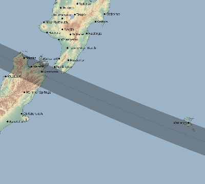 Map of the eclipse path across New Zealand on 01/12/2624