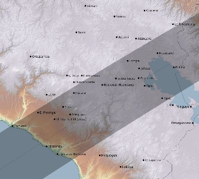 Map of the eclipse path across Peru on 01/12/2624