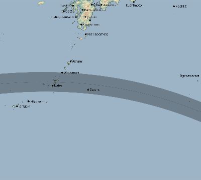 Map of the eclipse path across Japan on 07/07/2624