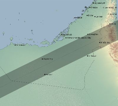 Map of the eclipse path across United Arab Emirates on 01/01/2625