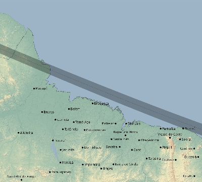 Map of the eclipse path across Brazil on 01/01/2625