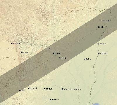 Map of the eclipse path across Republic of the Congo on 01/01/2625