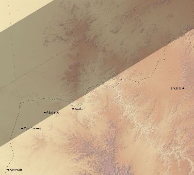 Map of the eclipse path across Ethiopia on 01/01/2625