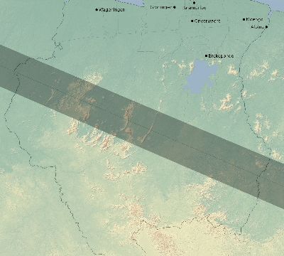 Map of the eclipse path across Suriname on 01/01/2625