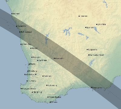 Map of the eclipse path across Australia on 06/26/2625