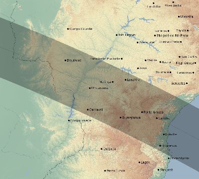 Map of the eclipse path across Brazil on 10/31/2627