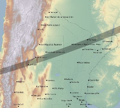 Map of the eclipse path across Argentina on 04/26/2628