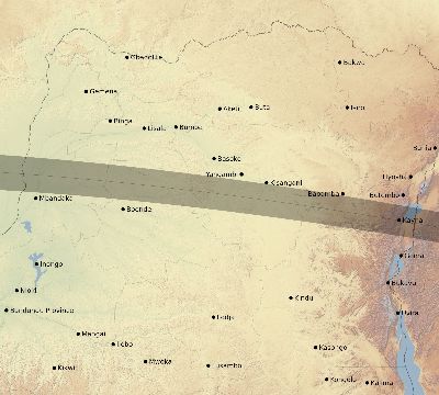 Map of the eclipse path across DR Congo on 04/26/2628