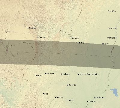 Map of the eclipse path across Republic of the Congo on 04/26/2628