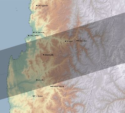 Map of the eclipse path across Chile on 04/26/2628