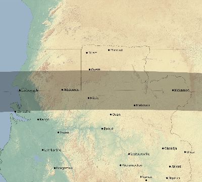 Map of the eclipse path across Gabon on 04/26/2628