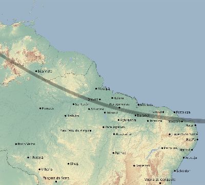 Map of the eclipse path across Brazil on 10/19/2628