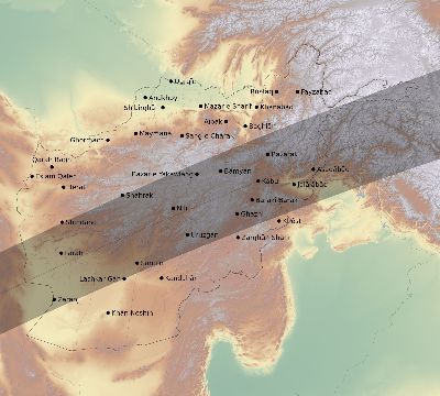 Map of the eclipse path across Afghanistan on 02/23/2631