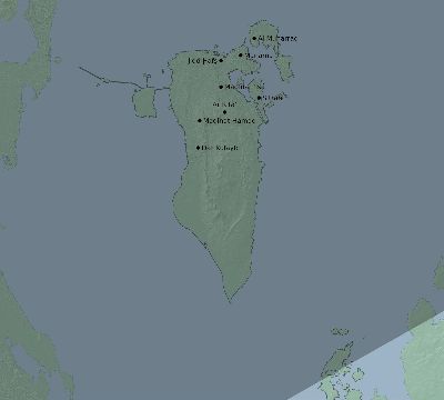 Map of the eclipse path across Bahrain on 02/23/2631