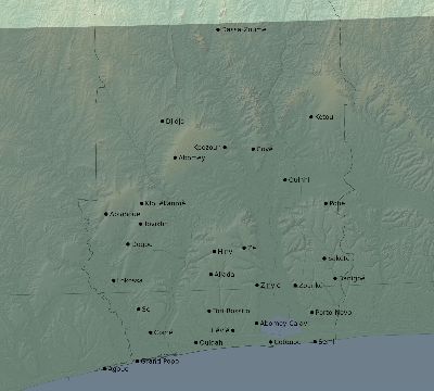 Map of the eclipse path across Benin on 02/23/2631