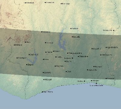 Map of the eclipse path across Côte d'Ivoire (Ivory Coast) on 02/23/2631