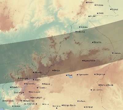 Map of the eclipse path across Cameroon on 02/23/2631