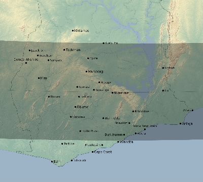 Map of the eclipse path across Ghana on 02/23/2631