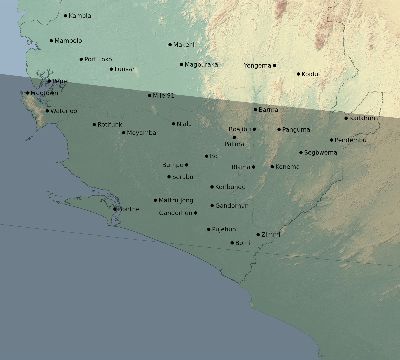 Map of the eclipse path across Sierra Leone on 02/23/2631