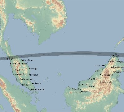 Map of the eclipse path across Malaysia on 08/19/2631