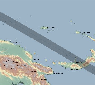 Map of the eclipse path across Papua New Guinea on 08/19/2631