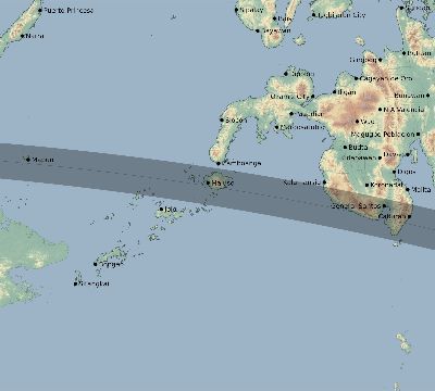 Map of the eclipse path across Philippines on 08/19/2631