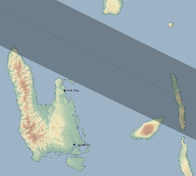Map of the eclipse path across Vanuatu on 08/19/2631