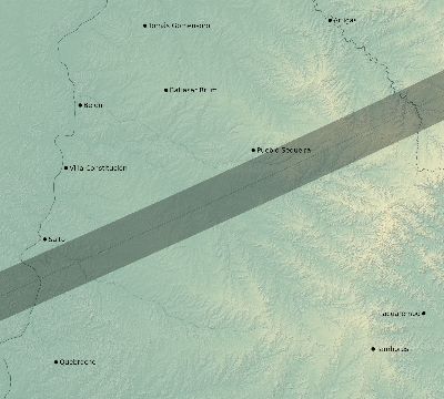 Map of the eclipse path across Uruguay on 02/12/2632