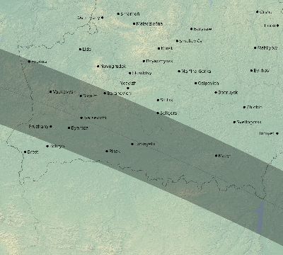 Map of the eclipse path across Belarus on 08/08/2632