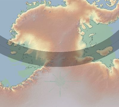 Map of the eclipse path across Antarctica on 01/31/2633