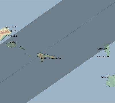 Map of the eclipse path across Cape Verde on 06/07/2635