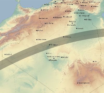 Map of the eclipse path across Algeria on 06/07/2635