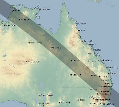 Map of the eclipse path across Australia on 12/01/2635