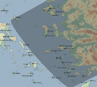 Map of the eclipse path across Greece on 05/26/2636