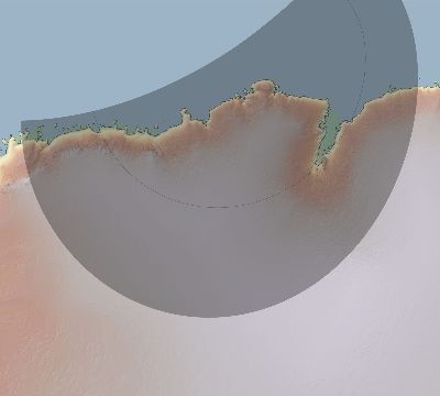 Map of the eclipse path across Antarctica on 11/19/2636