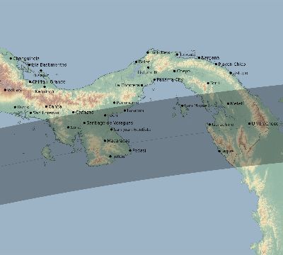 Map of the eclipse path across Panama on 04/06/2638