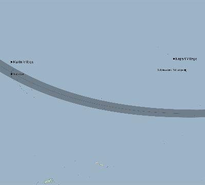 Map of the eclipse path across Kiribati on 09/29/2638