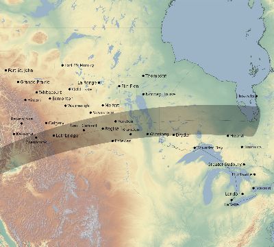 Map of the eclipse path across Canada on 03/26/2639