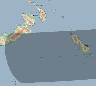 Map of the eclipse path across Papua New Guinea on 03/26/2639
